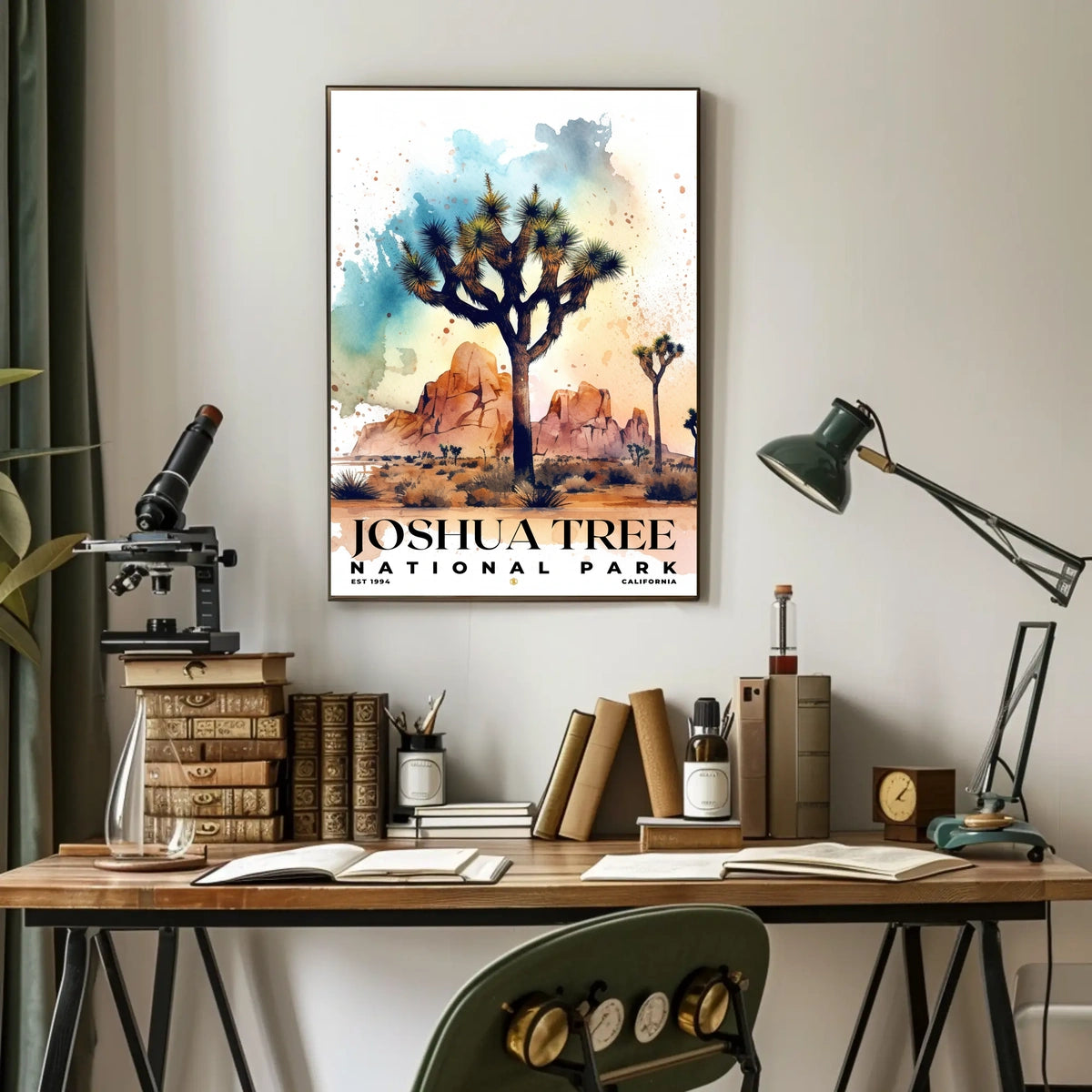 Joshua Tree Watercolor Wall Art Poster
