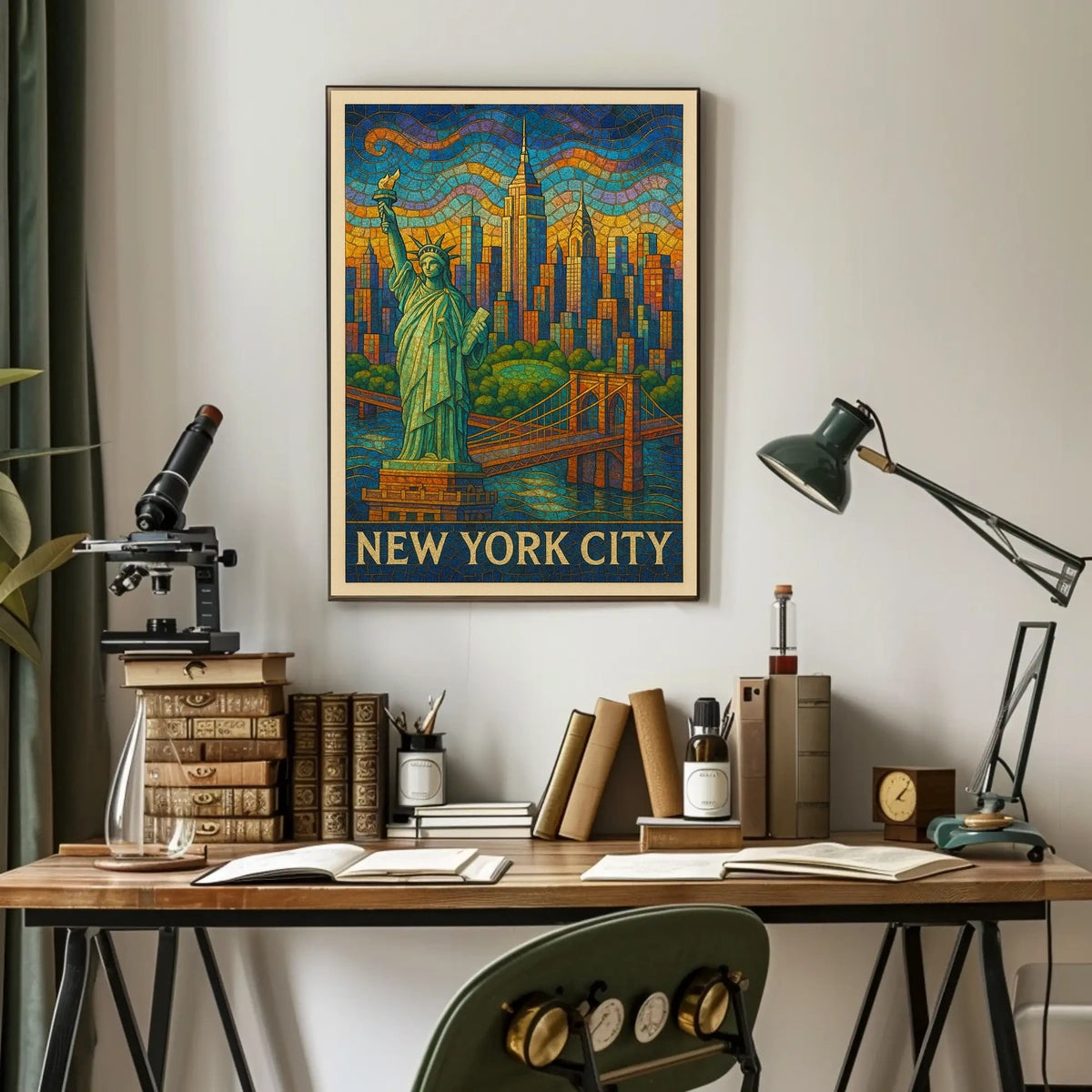 New York City Mosaic Poster Vibrant Colors for Home Decor