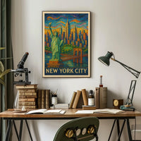 New York City Mosaic Poster Vibrant Colors for Home Decor