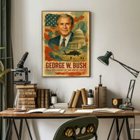 George W. Bush 43rd President of the United States Layered Digital Collage Poster
