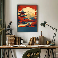 Tranquil Autumn Landscape Pagoda Poster