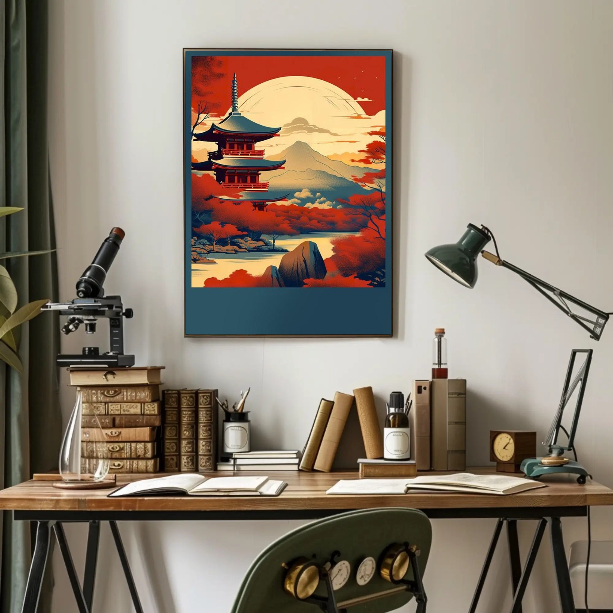 Tranquil Autumn Landscape Pagoda Poster