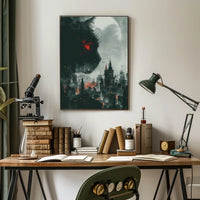 Cat Over Cityscape Poster