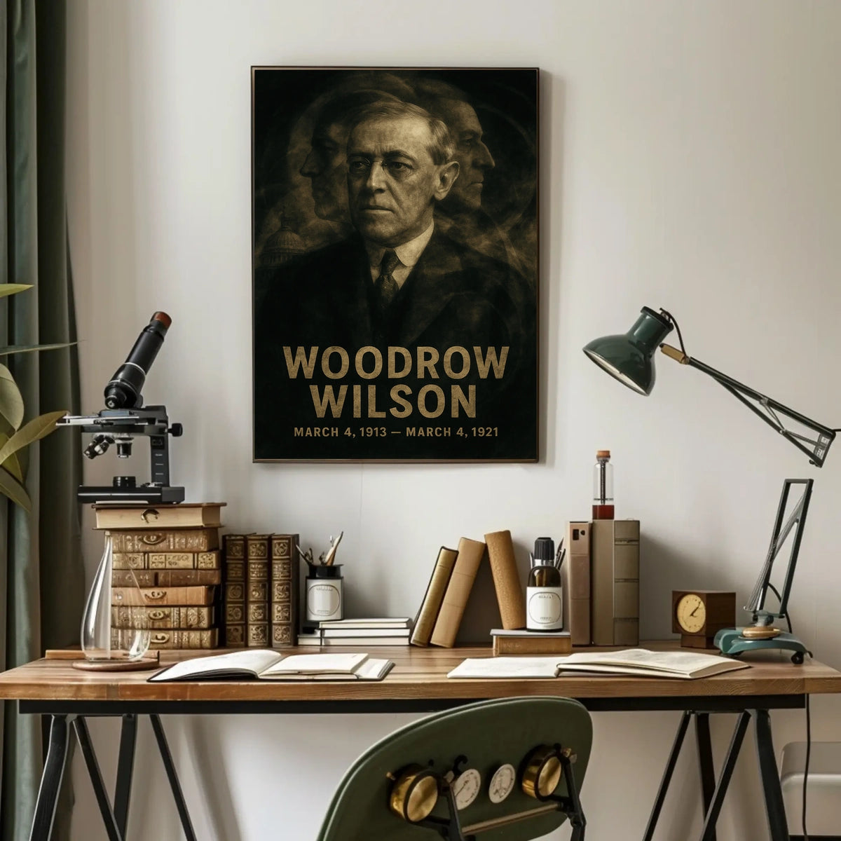 Woodrow Wilson 28th President of the United States Double Exposure Poster