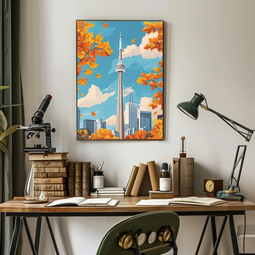 Toronto CN Tower Autumn Skyline Poster Art