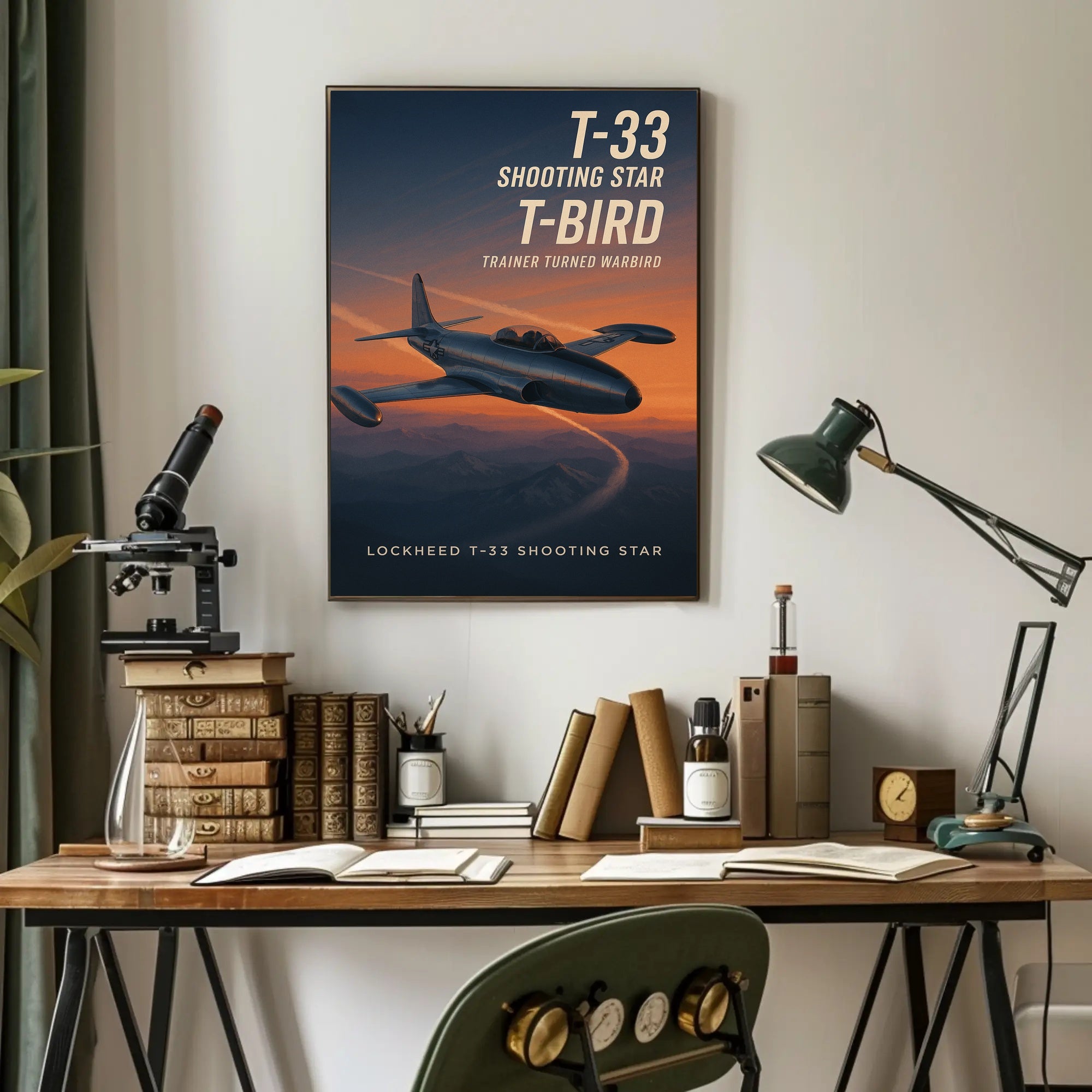 Lockheed T-33 Aircraft Poster: Historical Aviation Art Print