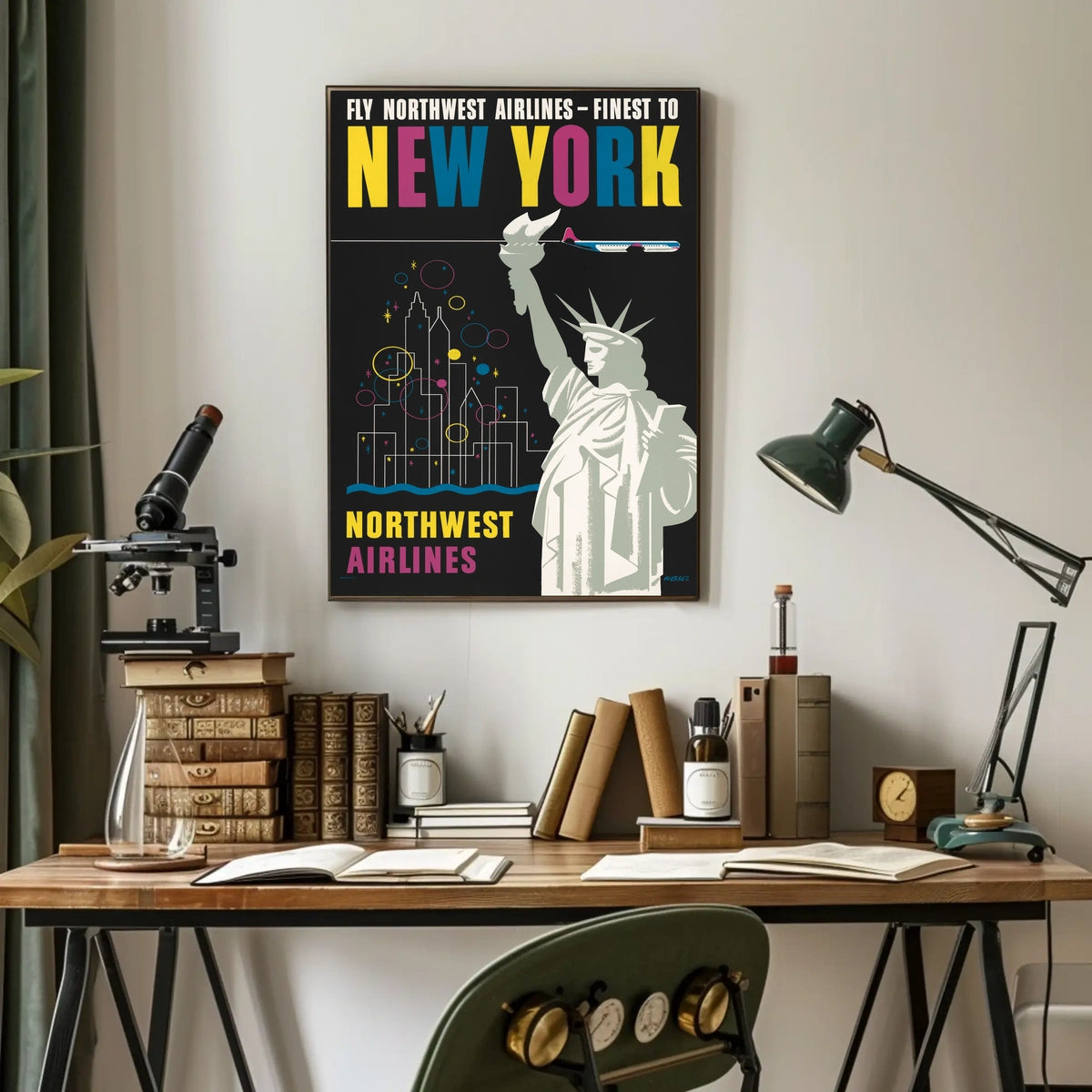 Fly Northwest Airlines Poster Vintage Travel Wall Art