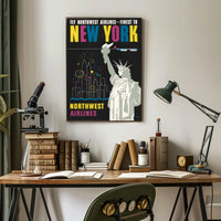 Fly Northwest Airlines Poster Vintage Travel Wall Art