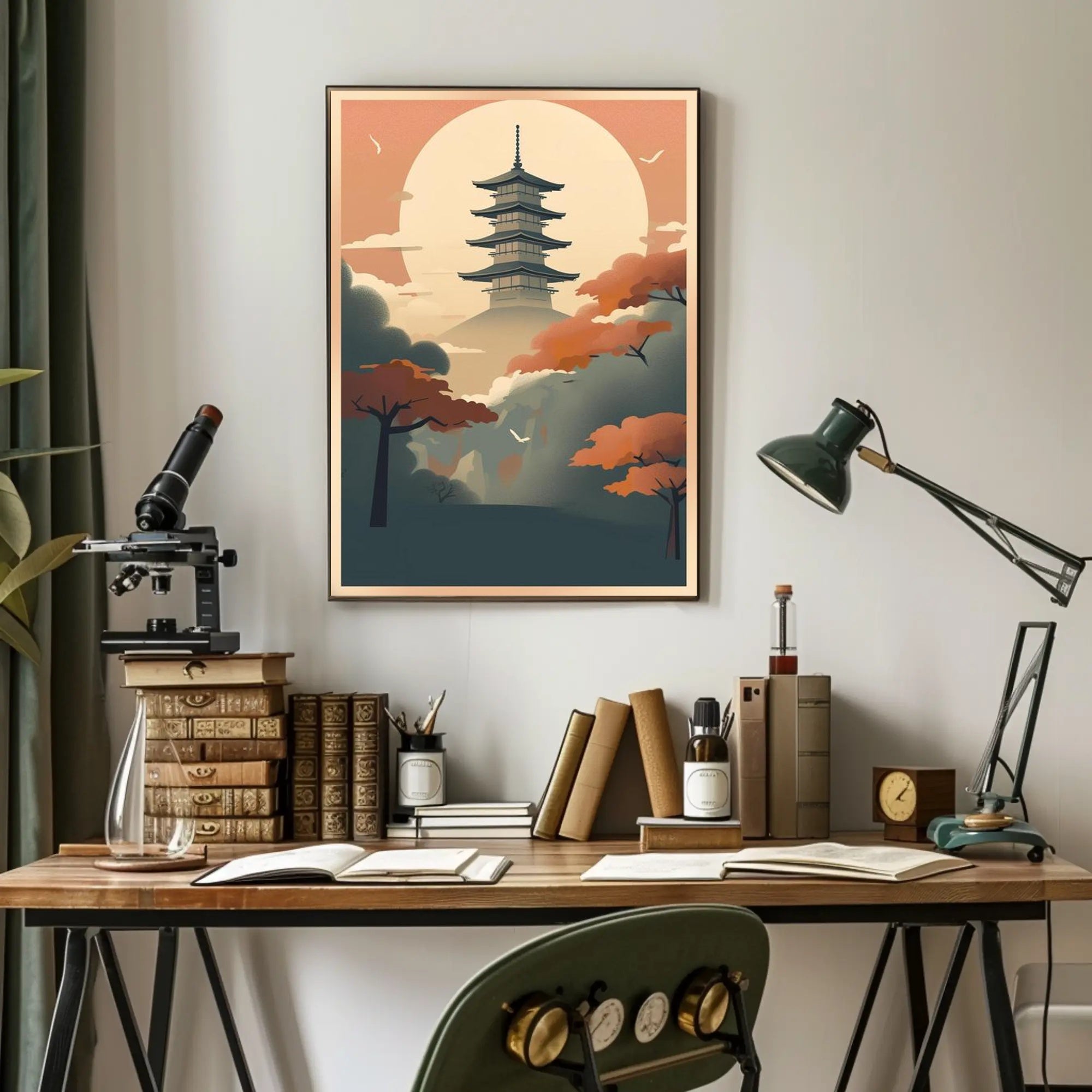 Serene Pagoda at Dusk Poster