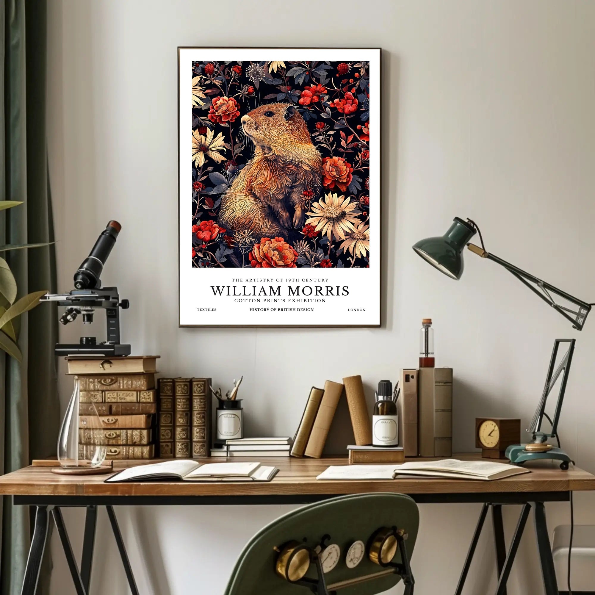 Artistic Marmot Floral Pattern: Abstract or Artistic Poster