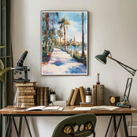 Serene Riverside Promenade Poster PosterGoat