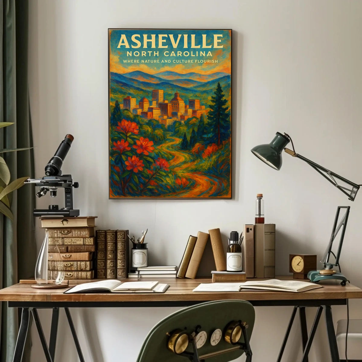 Asheville Nature and Culture Flourish Poster Home Decor