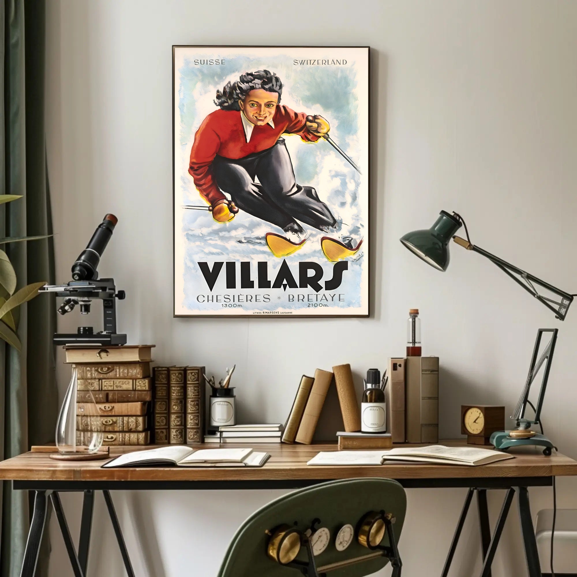 Villars Skiing Poster PosterGoat