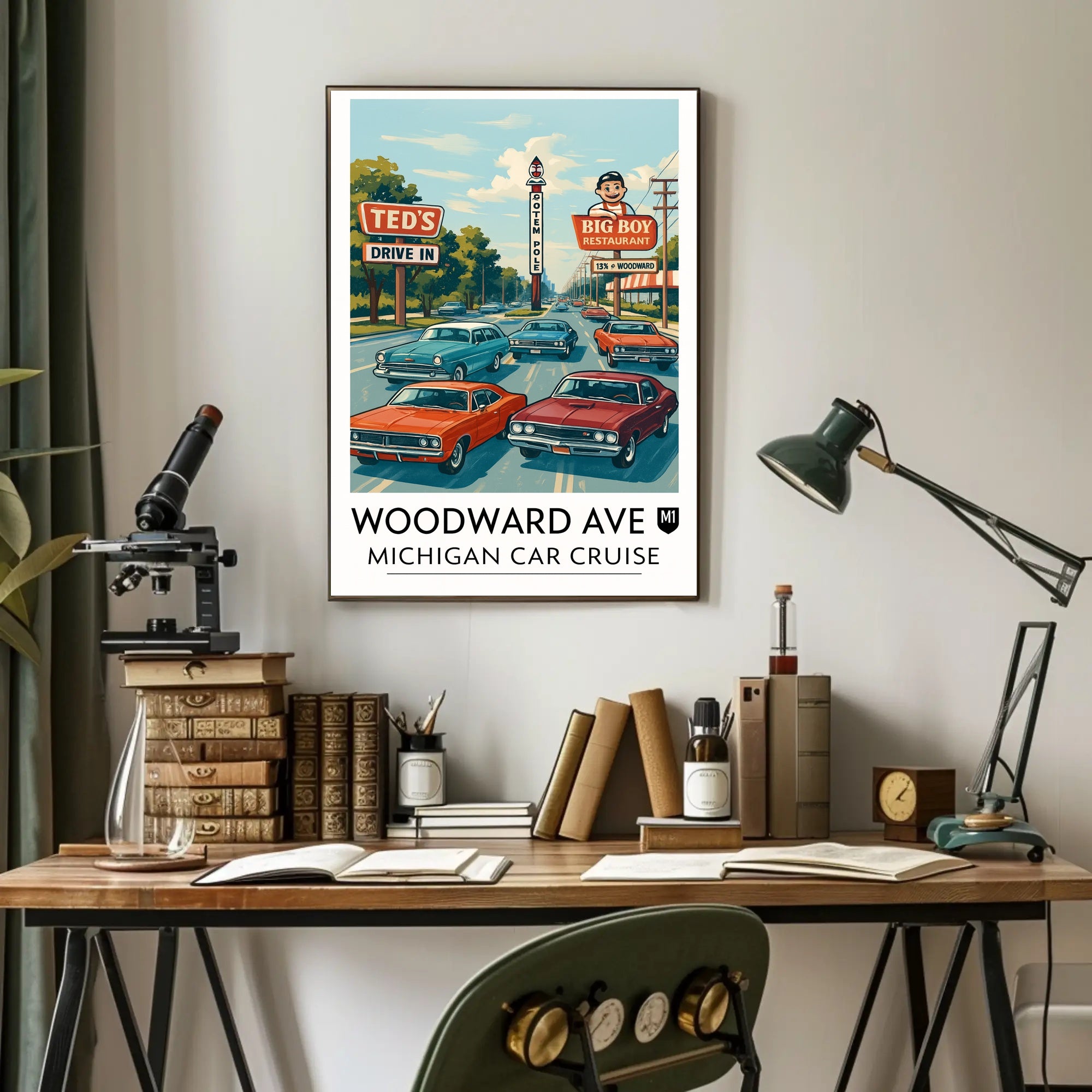 Woodward Ave Michigan Car Cruise Poster