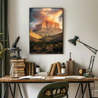 Guadalupe Mountains Travel Poster Vintage Sunset