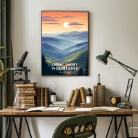 Great Smoky Mountains Landscape Poster Vintage Print
