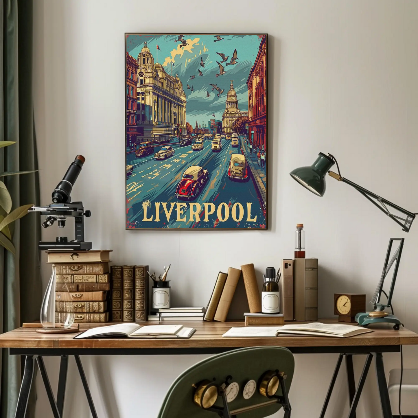 Historic Liverpool Downtown Travel Poster