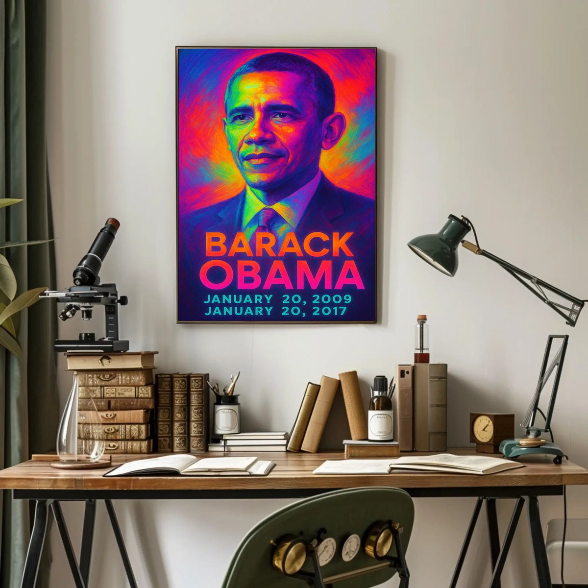 Barack Obama 44th President of the United States Neon Gradient Overlay Poster