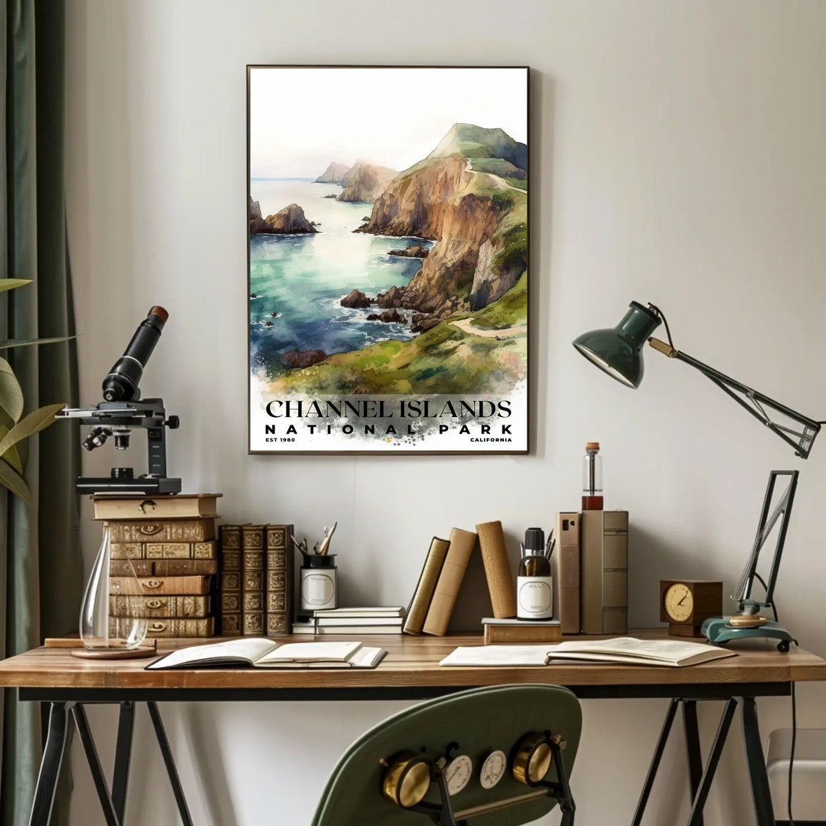 Channel Islands Watercolor Wall Art Poster