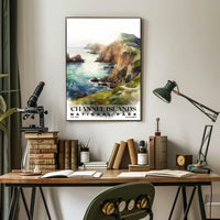 Channel Islands Watercolor Wall Art Poster