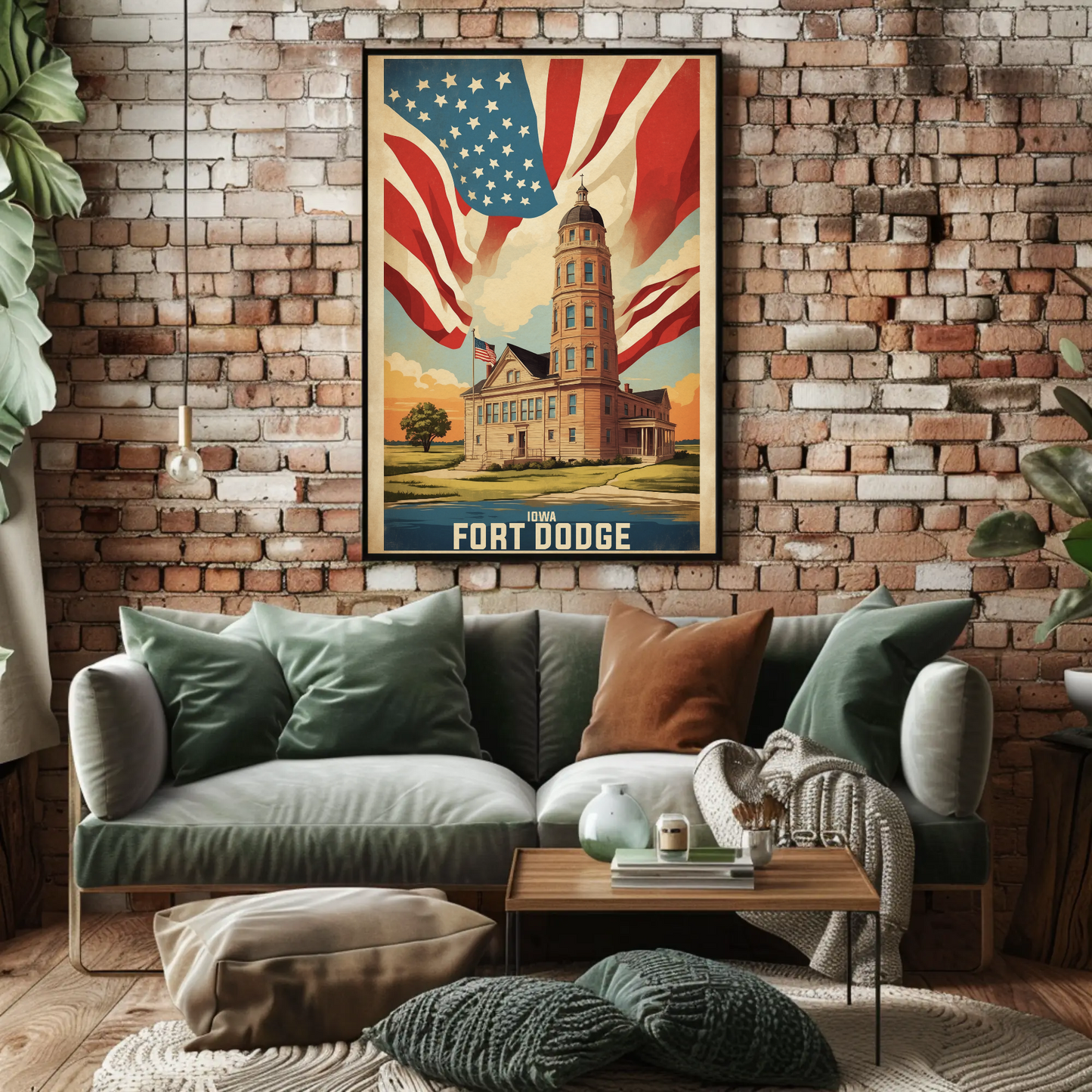 Fort Dodge Iowa Historic Building Vintage Travel Poster
