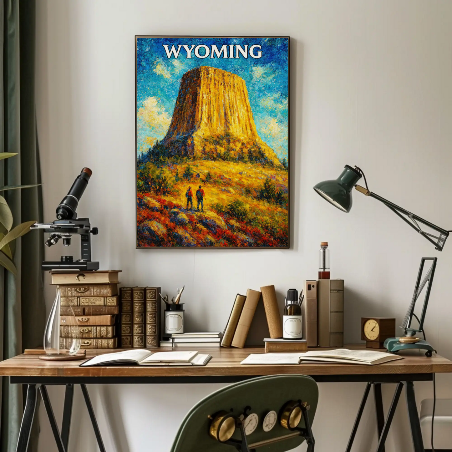 Wyoming Devils Tower Hiking Landscape Scenic Travel Poster