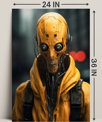 Cybernetic Sentinel In The Rain Poster PosterGoat