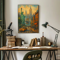 New York City Skyline Poster Modern Travel Wall Art