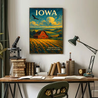 Iowa Where Fields Meet Horizons Poster