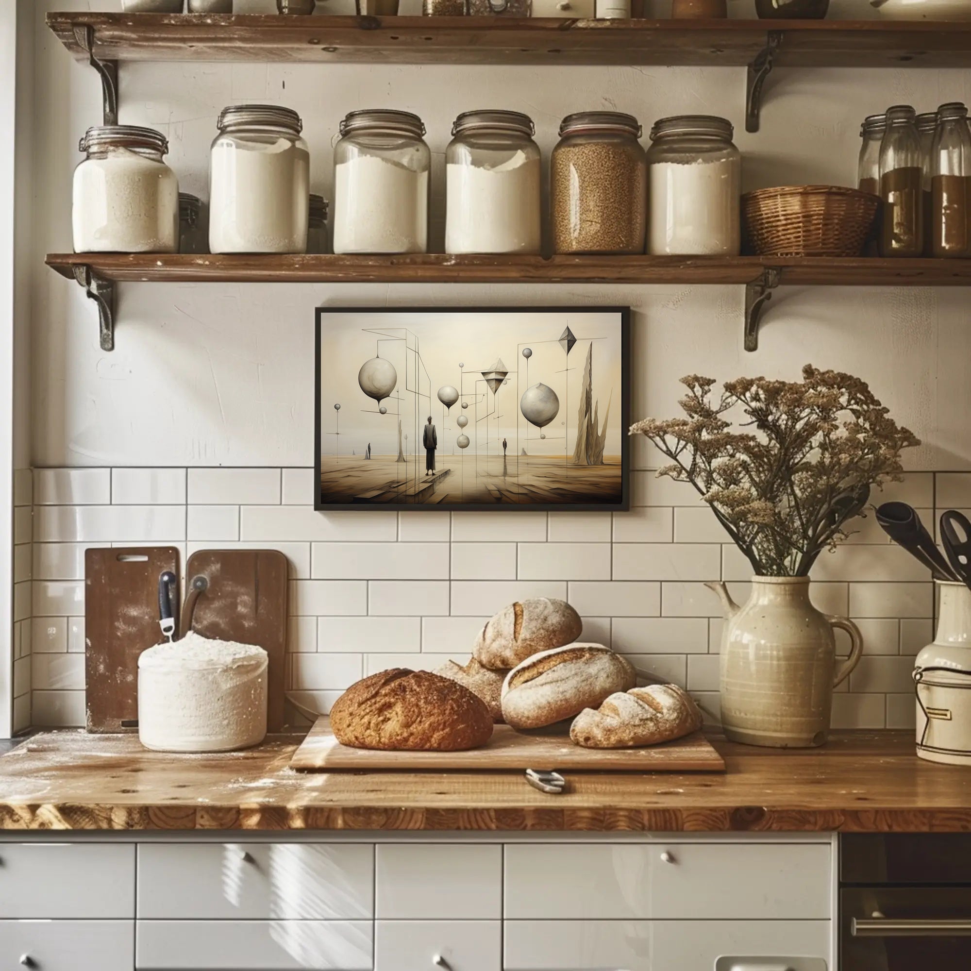 Surrealistic Dreamscape with Abstract Human Figures Artistic Poster