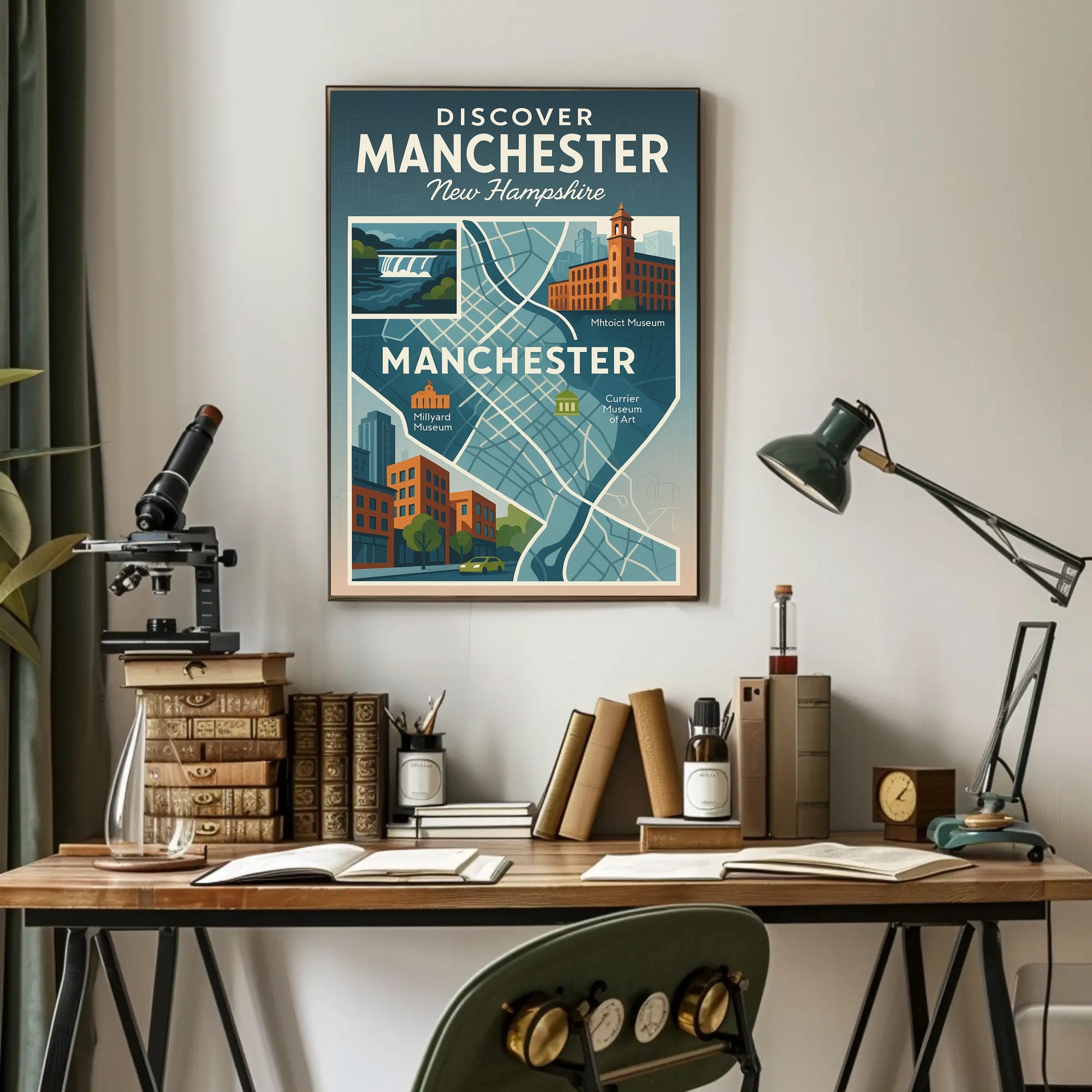 Discover Manchester, New Hampshire Poster PosterGoat
