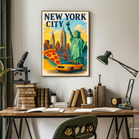 New York City Icons Cityscape Poster Modern Wall Art