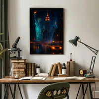 New York City Nightscape Skyline Poster Modern Wall Art