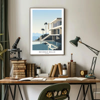 Luxurious Contemporary House Illustration Poster - Urban or Cityscape Poster PosterGoat