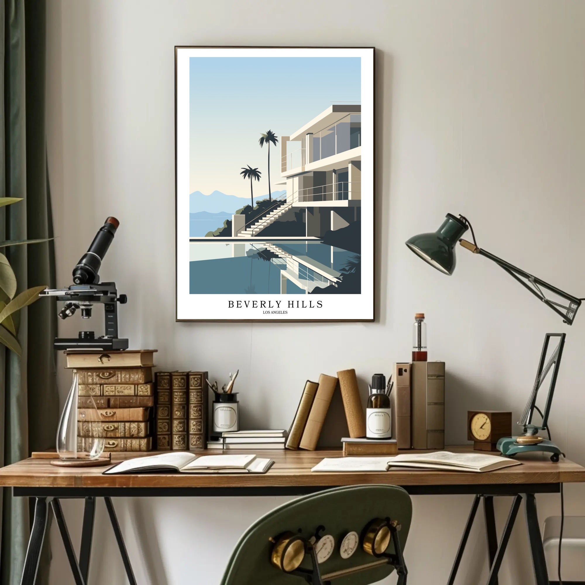 Luxurious Contemporary House Illustration Poster - Urban or Cityscape Poster PosterGoat