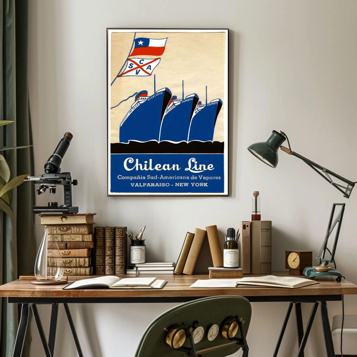 Valparaiso To New York Maritime Poster Vintage Wall Art