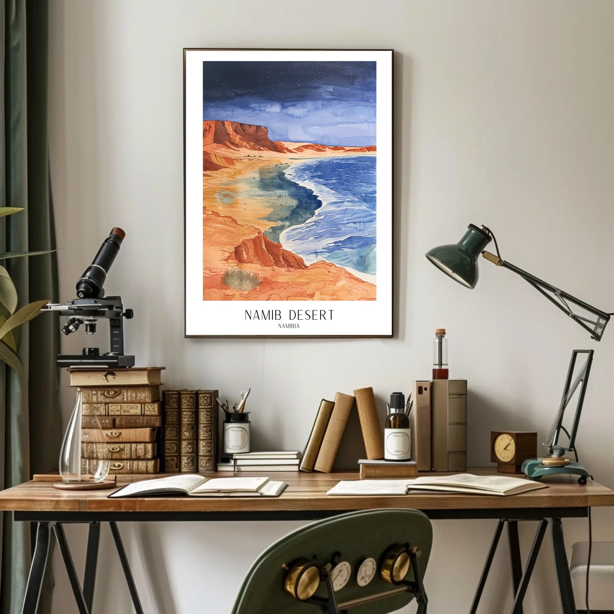 Namib Desert Night Sky Watercolor Travel Poster PosterGoat