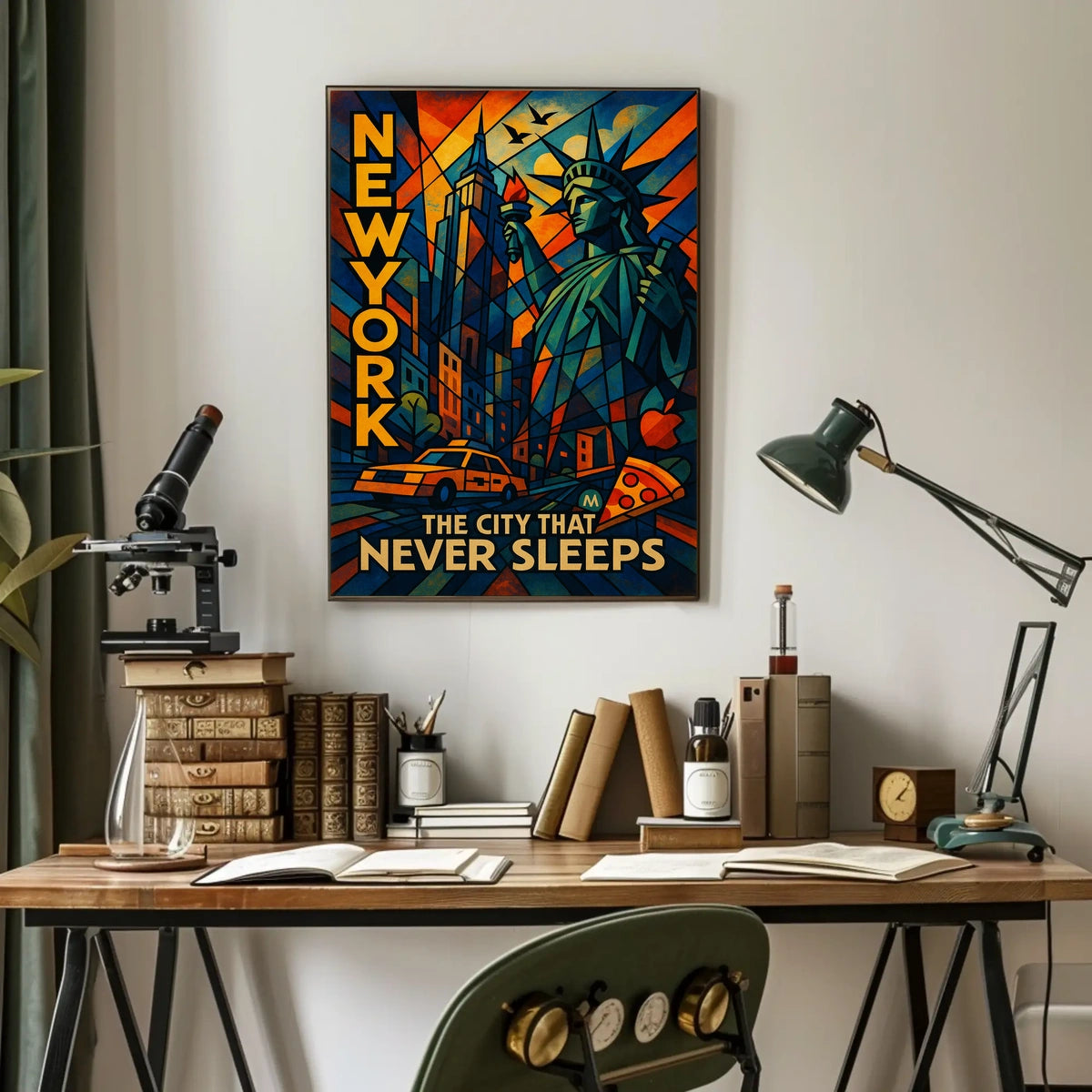 New York City Vibrant Urban Scene Poster Modern Wall Art