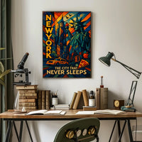 New York City Vibrant Urban Scene Poster Modern Wall Art