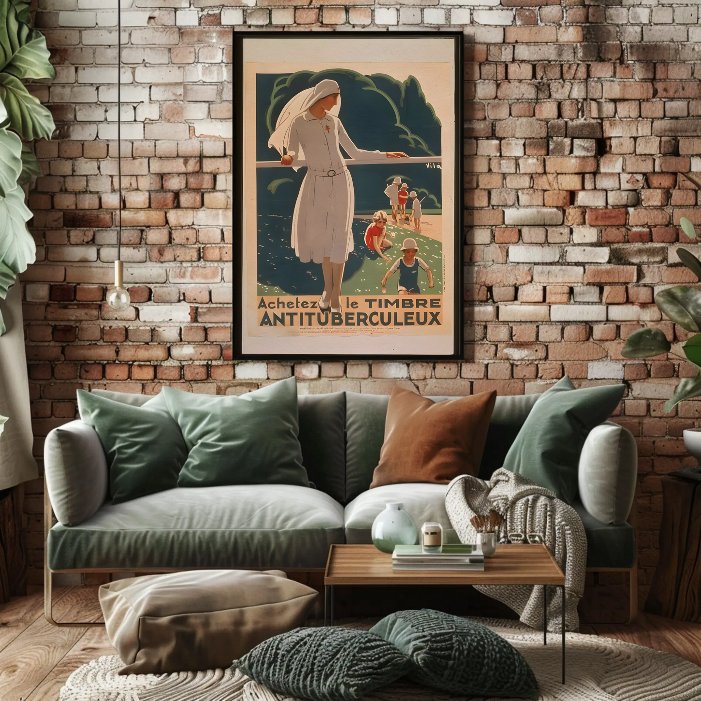 French Anti Tuberculosis Stamp Health Vintage Travel Poster