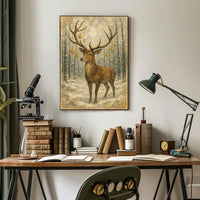 Winter Stag Nature And Landscape Photography Realism Art Poster