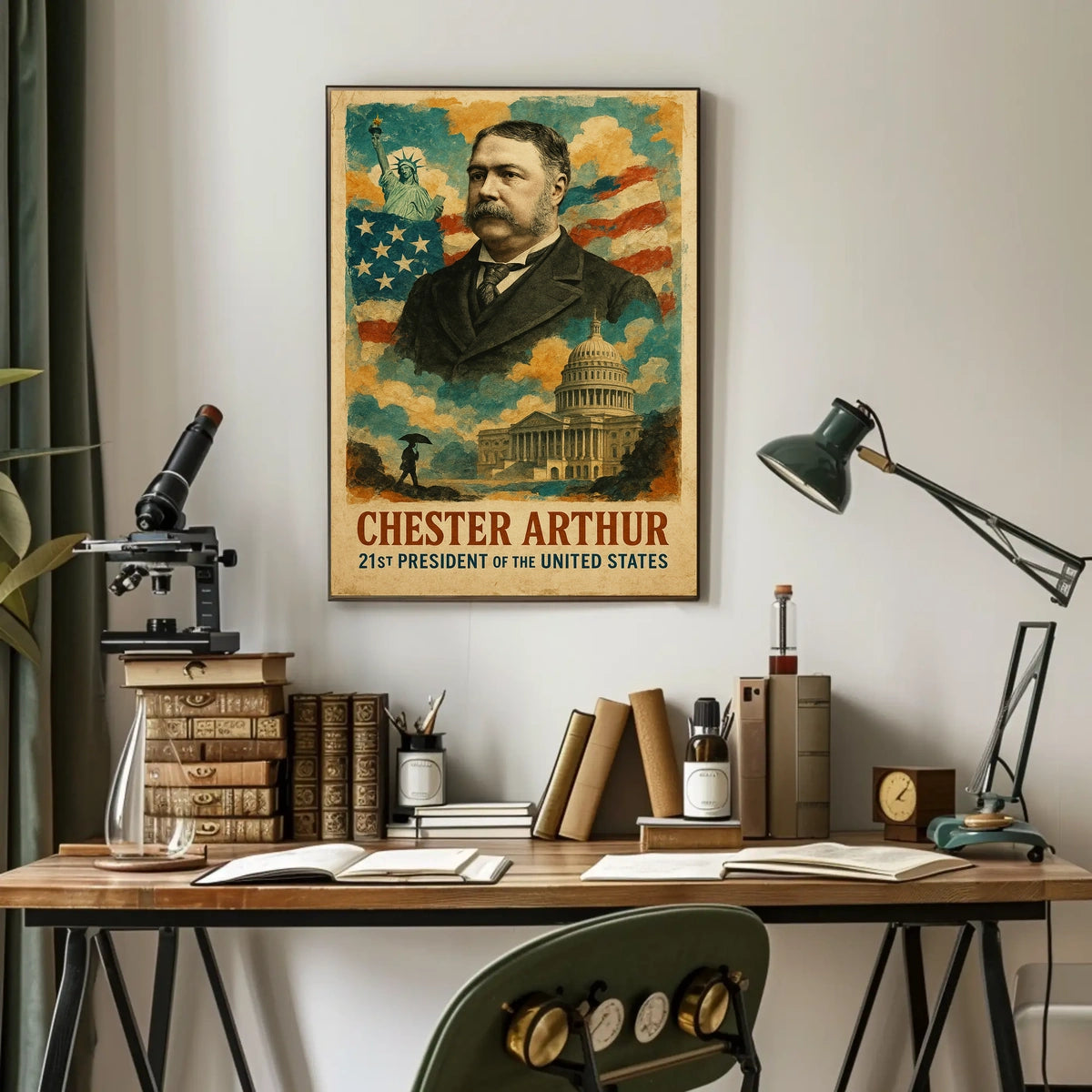 Chester A. Arthur 21st President of the United States Layered Digital Collage Poster