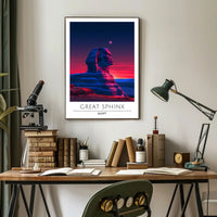 Great Sphinx Poster Under Surreal Night Sky - Fantasy Poster