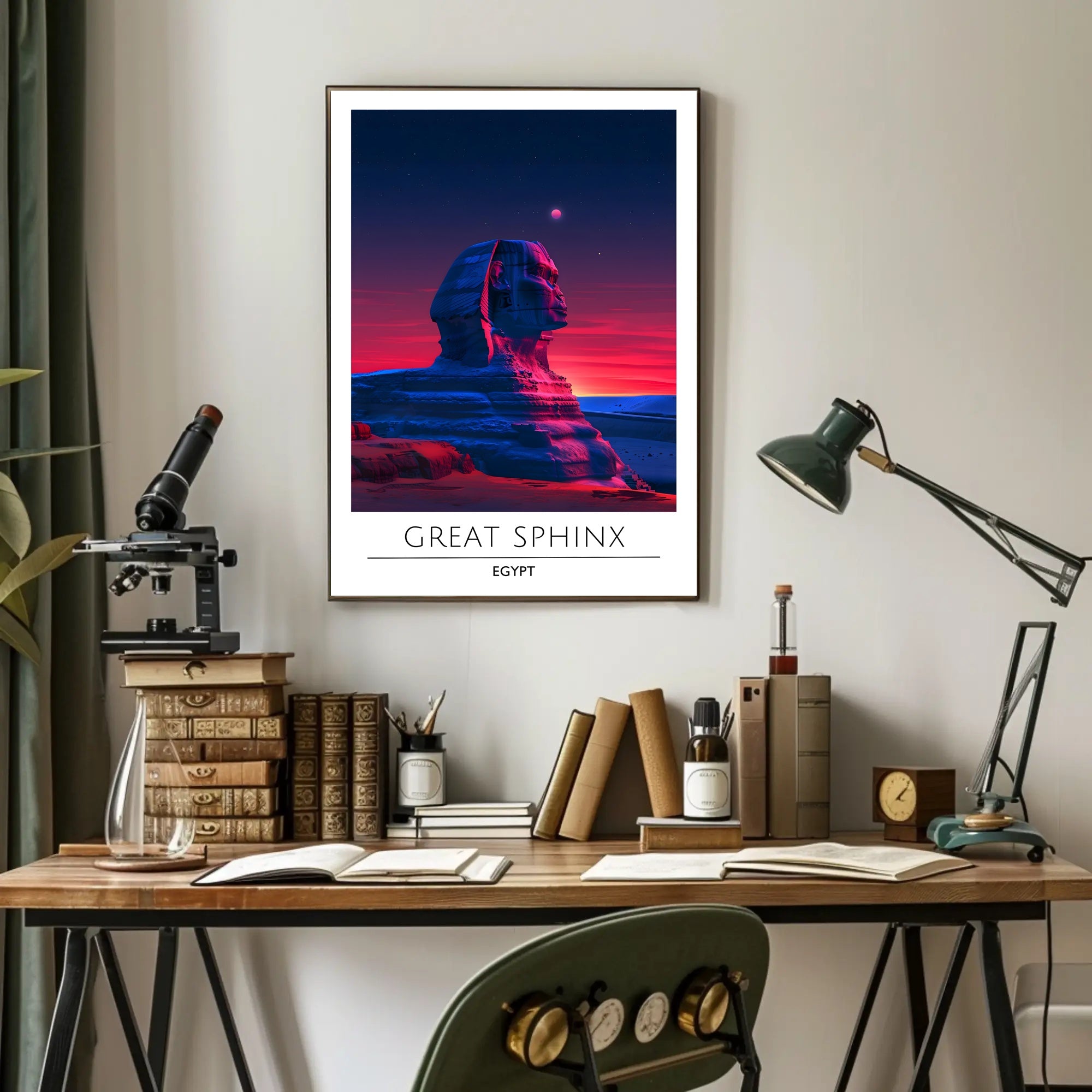 Great Sphinx Poster Under Surreal Night Sky - Fantasy Poster
