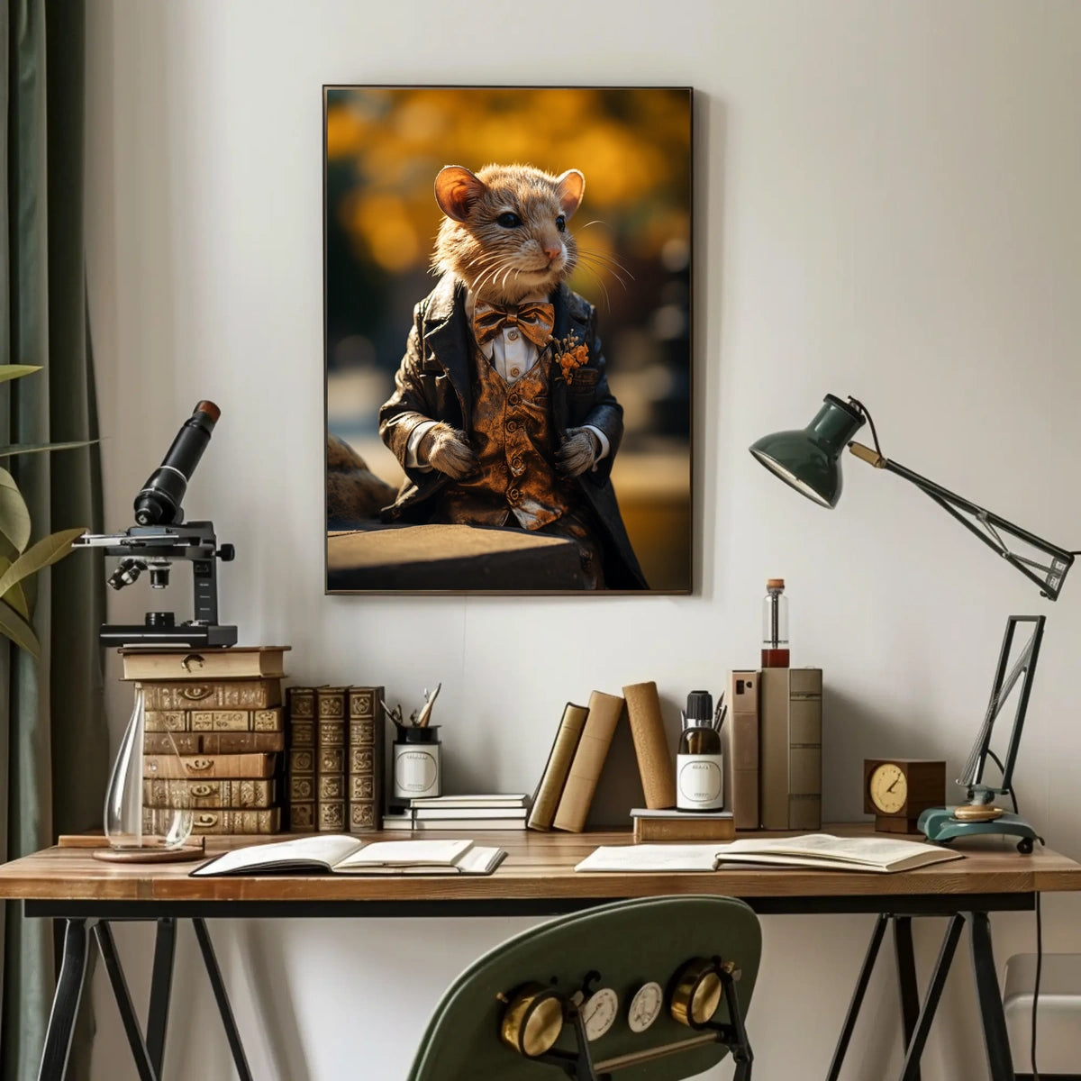 Dapper Mouse In Autumn Attire Poster