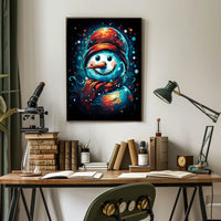 Stylized Snowman Holiday Abstract Artistic Poster