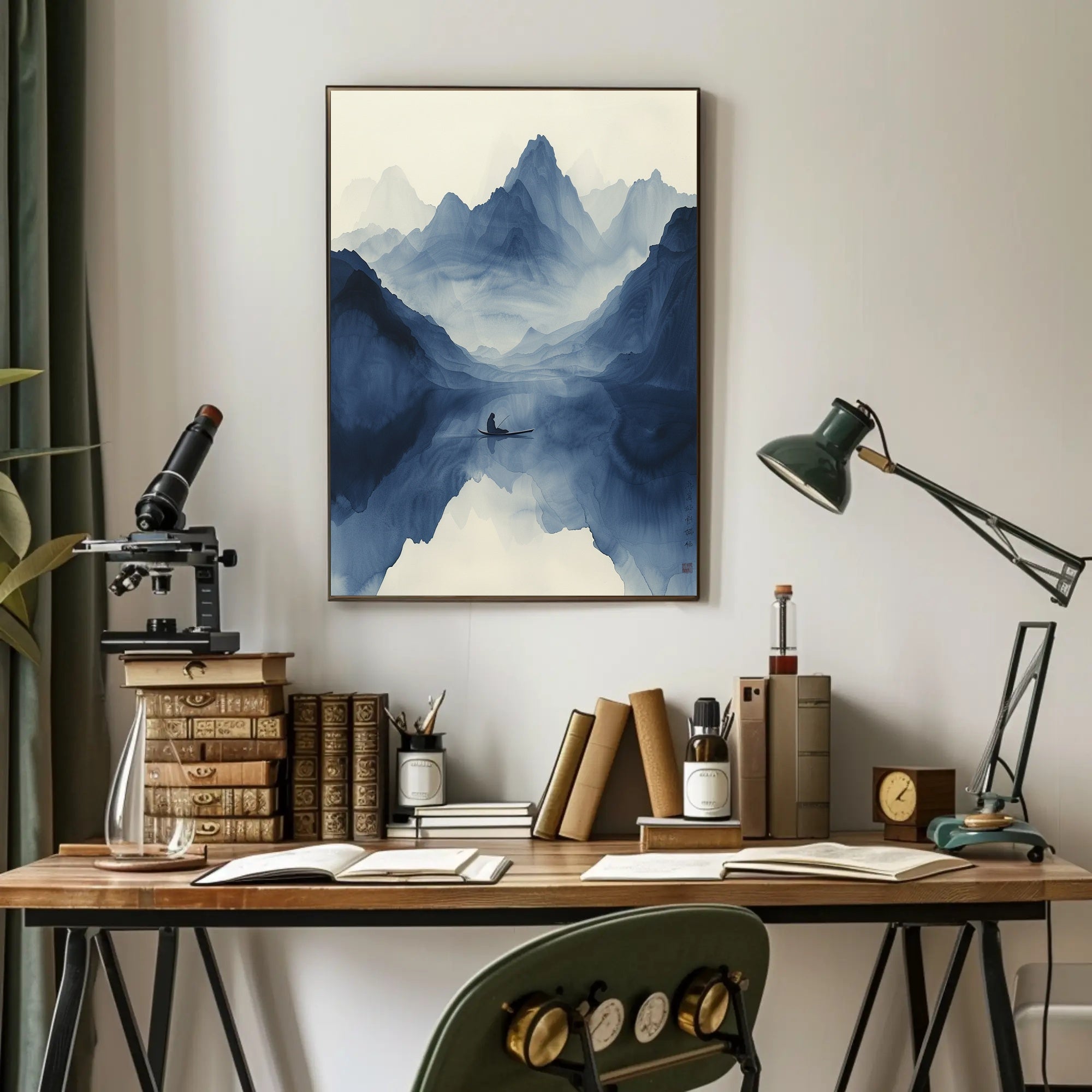 Tranquil Journey Through Misty Mountains Art Print Poster PosterGoat