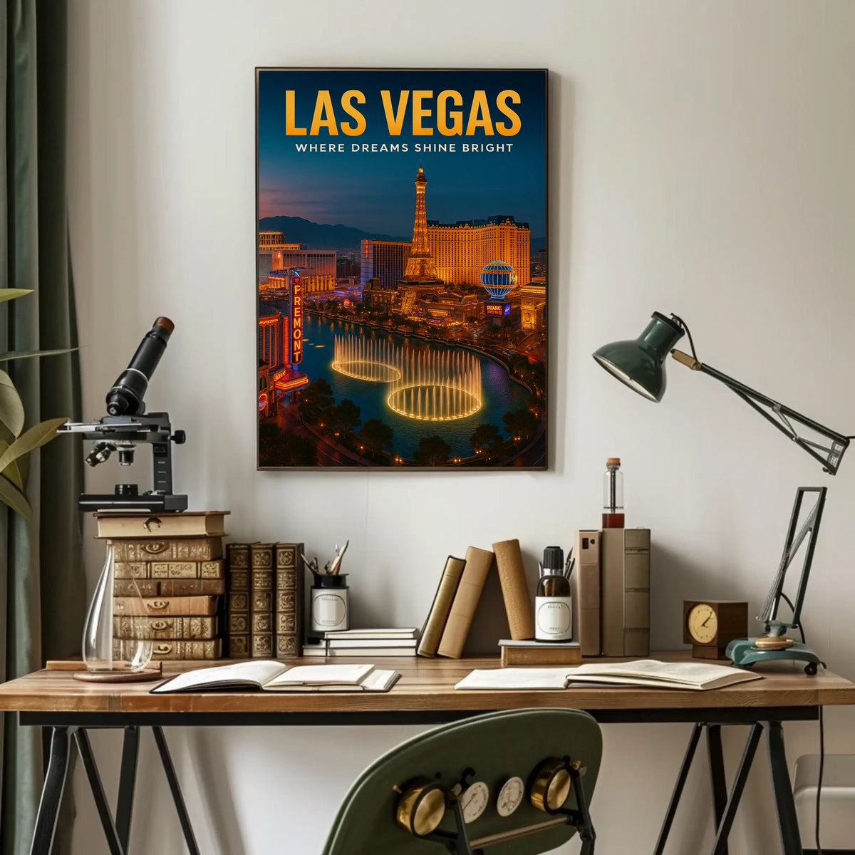 Las Vegas Neon Skyline Poster For Living Room Decor