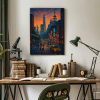 New York City Urban Street Scene Poster Modern Wall Art