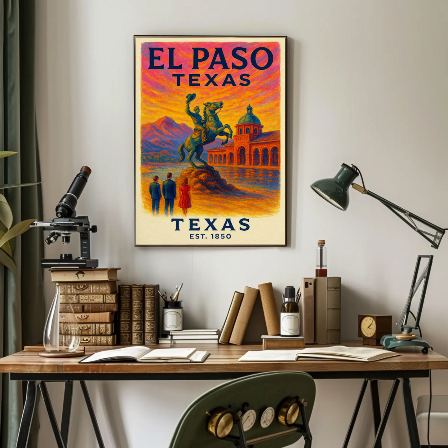 El Paso Texas Sunset Equestrian Monument Poster